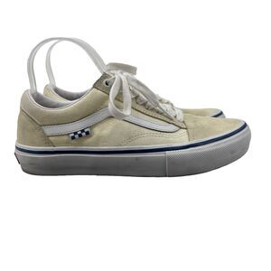 Vans Shoes Womens 8.5 Cream Suede Canvas Low Top Skate Skateboarding Sneakers